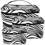 180546-BLACK/ZEBRA STRIPES DESIGN 3 PC. COSMETIC BAGS